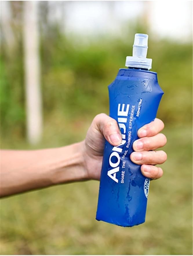 AONIJIE 2Pack of Soft Soft Folding Hydration Bottle Water Collapsible Flask BPA-Free Bottles (500ml without straws)