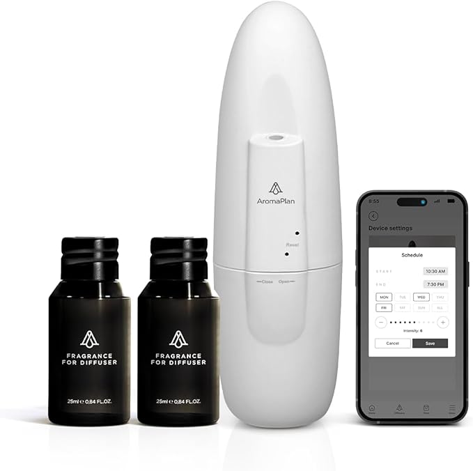 AromaPlan Authentic 2025 Upgraded Plug in Waterless Diffuser (2 Fragrances Included) -Cold Air & Nanotechnology Diffusers for Home & Office- Silent Wall Diffuser Plug in (1 Device +2 Scents)