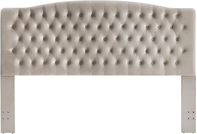 24KF Upholstered Tufted Button Velvet Headboard,Comfortable Fashional Headboard King/CA King Size,Taupe