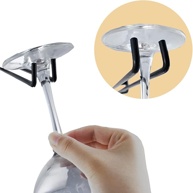 4 Packs 12 Inch Wine Glass Racks Cup Wall Mounted Stemware Hanging Wine Glasses Holder Under Cabinet Wire Wine Decor Racks