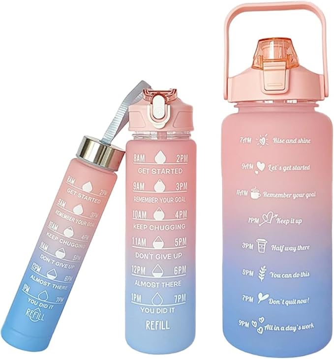 Botella Agua Motivacional (Pink and Light Blue), 295 X 110 milimetros, Rosa y Celeste, RY-010