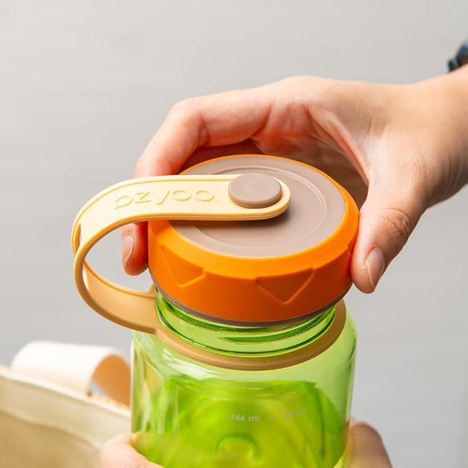 bzyoo HydroPop 36oz Water Bottle w/Strap - Leak-Proof, Hydration Intake Tracking Measurement, Wide Mouth for Ice. Perfect for Gym, Travel, Outdoor - Color Green