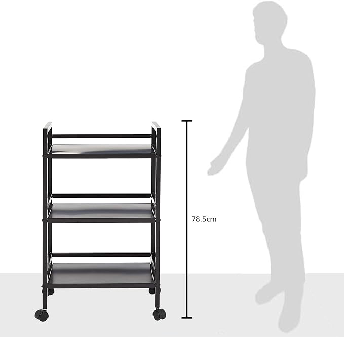 Amazon Basics 3-Tier Metal Rolling Cart, Black