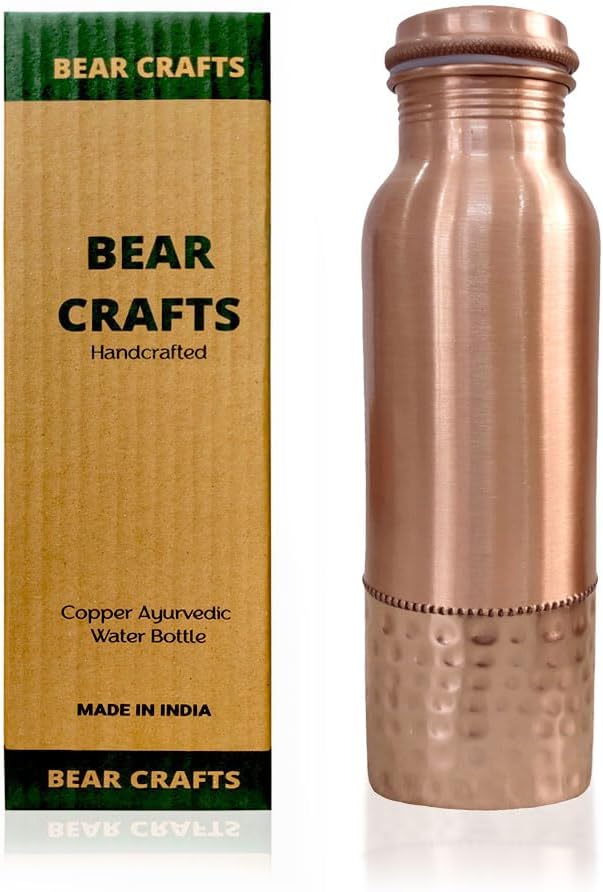 Ayurvedic Drinking Copper Water Bottle for Sports, Travel, Yoga & Everyday Use, Water Bottle for Gym, Office, Hiking, Outdoor Capacity 32 Oz (Design 11, 32 Oz)
