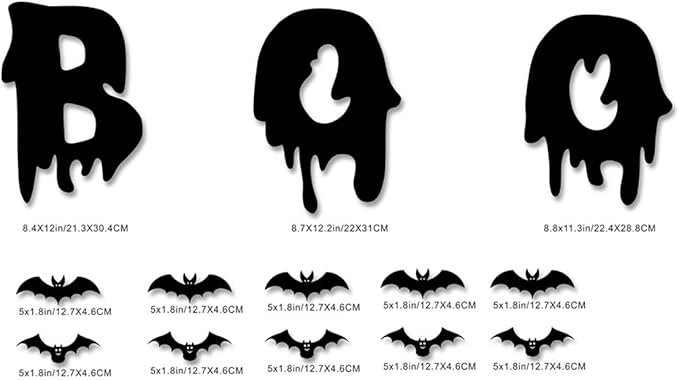 25Pcs Halloween Wall Decor 3D White Ghost Wall Decals Self-Adhesive Cute Halloween Decorations Black Bats Wall Stickers Gothic Designs Halloween Ghost Decorations for Window Home Party Decor Supplies