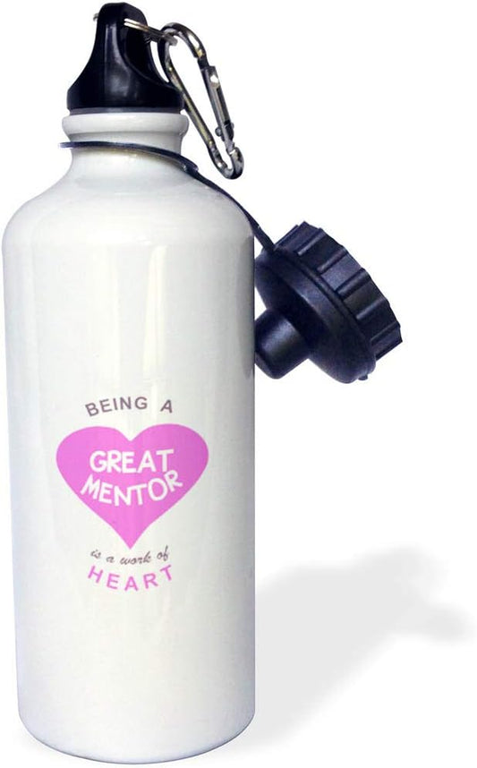 3dRose work of Heart-pink-good mentoring quote-Sports Water Bottle, 21oz , Multicolored