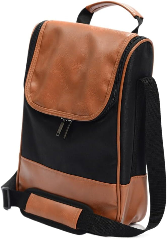 Ax store Wine Leather Tote Bag, Insulated Waterproof Cooler Bag for Picnic and Beach, Wine Carrier 2 Bottle, 2 Bottle Wine Bag, Zippered Wine Handbag Transporter for Gift and Travel, Leather Wine Bag