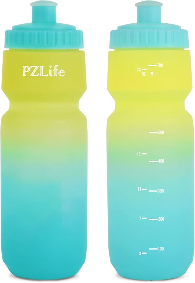 Bike Squeeze Water Bottle,24 Cycling Water Bottle w/Pull Top Lid, Leakproof, BPA Free, Easy Squeeze Sports Water Bottle for Bicycle, Running, Hiking,Gym