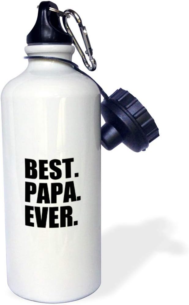 3dRose Best Papa Ever-Gifts for dads, nicknames, Fathers Day-black text-Sports Water Bottle, 21oz , Multicolored