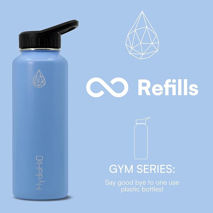 37 oz Insulated Water Bottles with Twist Cap, Stainless Steel Water Bottle, Leak Proof Metal Water Bottle, Resuable Thermos BPA Free Flask, Light Blue