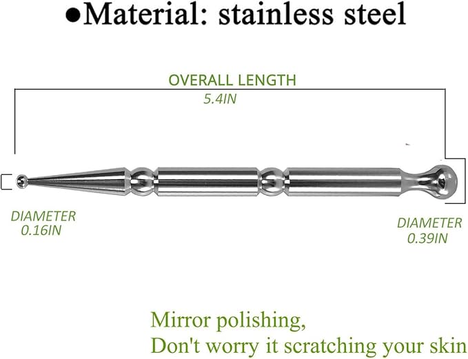 BYYDDIY Stainless Steel Dual Head Facial Reflexology Tools,Ear Massage Tool,Body Point Probe Pen &Trigger Point Massager Tool for Deep Tissue (P-S)