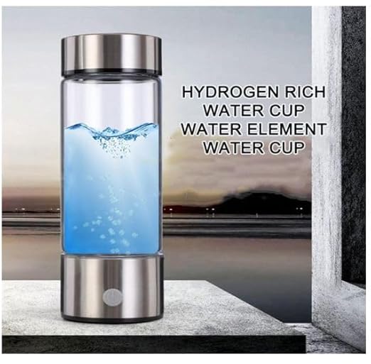 420-450 ml 2024 Glass Hydrogen Generator Water Bottle SPE PEM Technology Water Ionizer, Rechargeable Hydrogen Water Bottle, Hydrogen Rich Water Glass (Silver)