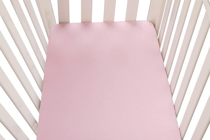 Bassinet Sheets (33" x 19") Compatible with Mika Micky, Baby Delight, Dream On Me, Amke and Other Rectangle Mattress, 2 Pack Fitted Sheets, 100% Jersey Knit Cotton 190GSM, Floral and Pink