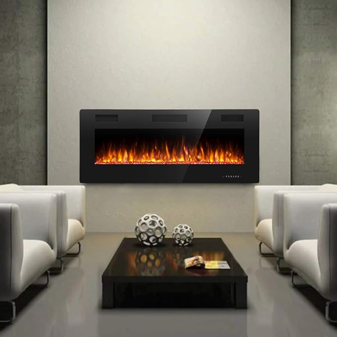 Antarctic Star 42 Inch Electric Fireplace in-Wall Recessed and Wall Mounted, Fireplace Heater and Linear Fireplace with Multicolor Flame, Timer, 750/1500W Control by Touch Panel & Remote