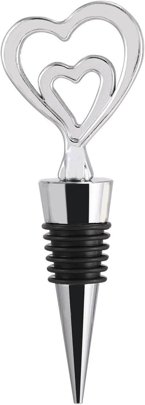 12PCS Valentine's Day Bridal Shower Favors for Guests,Nurses Gift Ideas Silver Heart Wine Bottle Stoppers Summer Holiday Birthday Gifts Wedding Souvenirs Party Supplies(12,Sliver Heart)