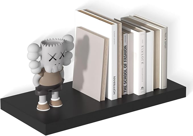 12 Inch Deep Floating Shelves for Wall 1 Pack Floating Shelves Large Storage Space Wall Mount Shelf for Living Room Kitchen Bathroom 24" W x 12" D x 1.2" H Black