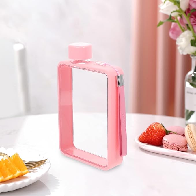 BESPORTBLE Water Bottles Flat Water Bottle: Portable Travel Flask A5 Water Bottle, 13oz Flat Travel Mug for Camping Gym Fitness Sports Camping Accessories