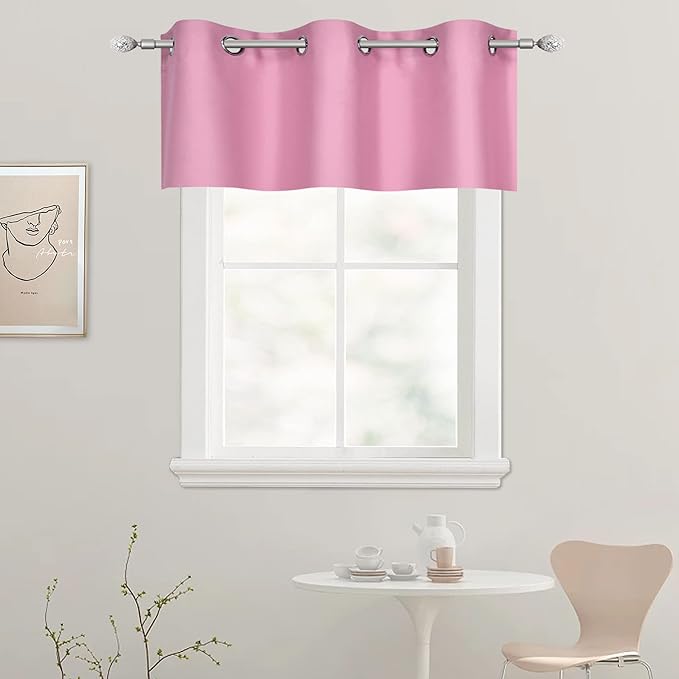 Brush Pink Valance for Girls Bedroom Blackout Grommet Top Valance Window Treatment for Living Room Short Straight Drape Valance for Nursery Baby Girls Room 42X18 1 Panel