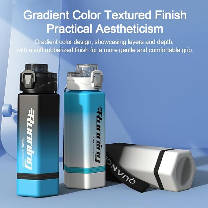 27 oz Hexagon Water Bottle, Wide Mouth Leak Proof Water bottles BPA-free Plastic Water Bottles Hexagonal Shape Water Bottle Reusable Water Bottle With Handle for Travel Fitness(Pink)