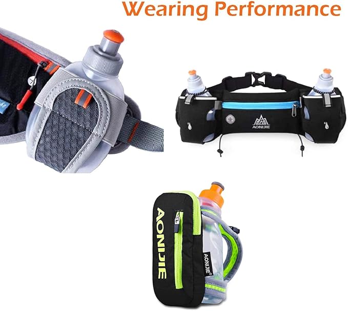 AONIJIE 2 Pcs Sports Collapsible Water Bottle BPA Free + 2 Pcs Replacement Straws Lid - TPU Soft Drink Water Kettle Foldable Flask for Hiking Bicycling Running Climbing (2pcs-170ML)