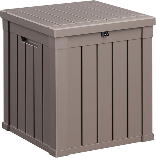 40 Gallon Resin Deck Box, Lockable Patio Outdoor Storage Box for Furniture, Garden Tools and Tools Storage, Waterproof Outside Storage Boxes - Grey