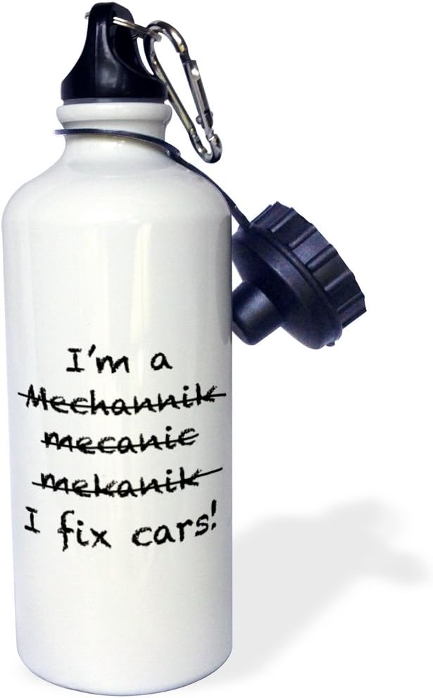 3dRose I'm A Mechanic I Fix Cars Sports Water Bottle, 21 oz, Multicolor