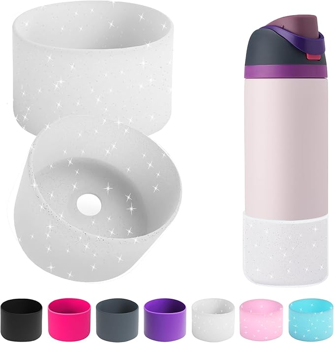 2PCS Silicone Water Bottle Boot for Owala 24oz 32oz 40oz,Anti-Slip Protective Sleeve Bottom Bumper Protector for FreeSip, Twist, and Flip Water Bottles