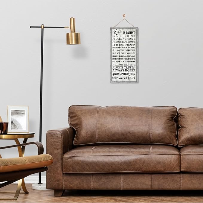 1 Corinthians 13:4-8 Inspirational Hanging Wood Decor Sign, Printed Wood Sign, Love is Patient, Love is Kind Quote, Hanging Bible Verses Woods Wall Signs, Rustic Home Decor Signs, Christian Gift J1