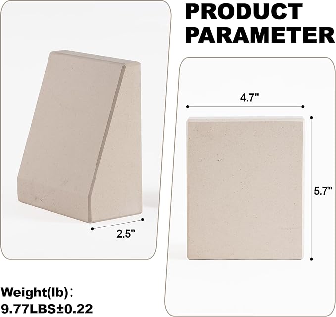 Book End, Natural Marble Bookend for Shelves, Non-Skid Bookends for Heavy Books, Heavy Duty Book Stopper for CDs and Oversized Books, Luxury Book Shelf Holder, Moleanos Beige