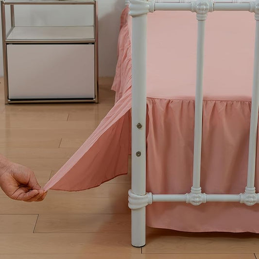 Bed Skirt Queen Size Ruffled Bed Skirt with Split Corners, 18 Inch Drop Dust Ruffle Bed Skirt with Platform, 18 Inch, Blush, Queen Size