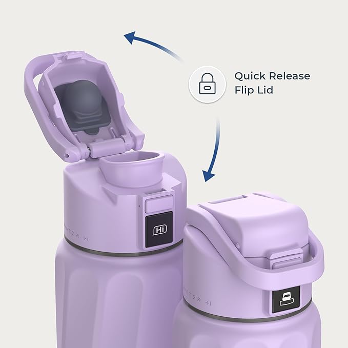 BOOST Smart Water Bottle with Reminder to Drink Water & Water Tracker Bottle - Double Wall Vacuum Insulated Water Bottle Stainless Steel, Wide Mouth 32 oz Water Bottles, Ideal for Gift - Purple