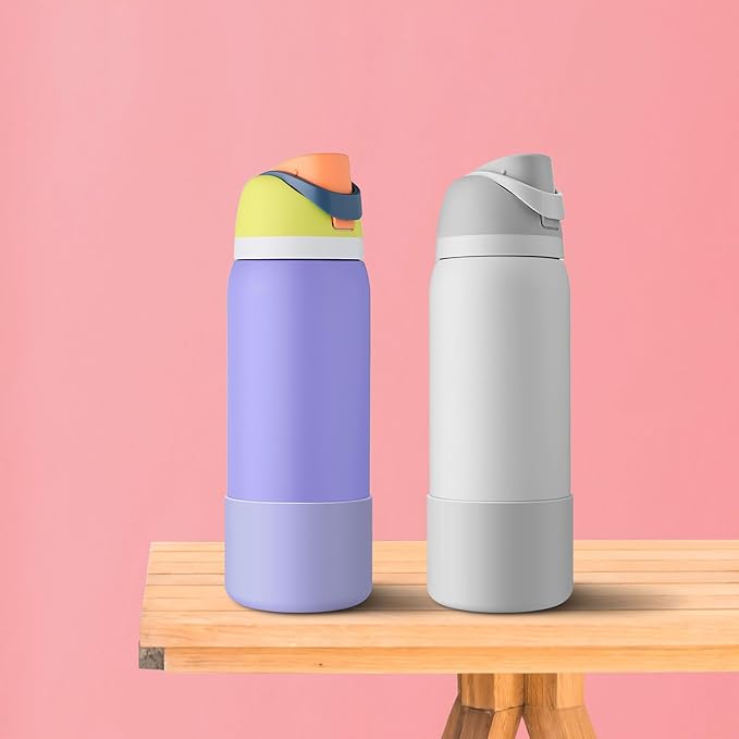 2PCS Silicone Water Bottle Boot for Owala 24oz 32oz 40oz, Protective Bottom Bumper Anti-Slip Sleeve for FreeSip, Twist, and Flip Stainless Steel Bottles, Dishwasher Safe and BPA Free