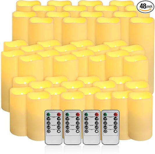 48-Pack LED Flameless Candles with Remote Control - Perfect for Home, Parties, and Special Occasions - Create a Magical Ambiance Effortlessly(Three Sizes)