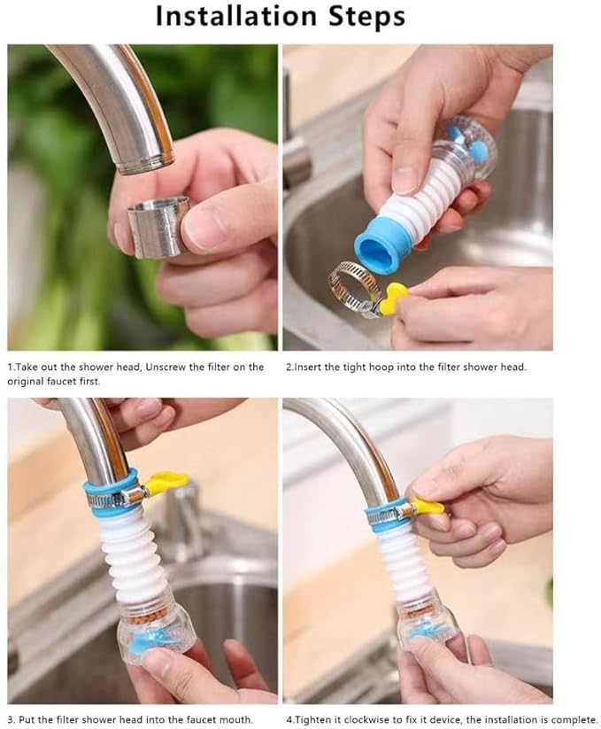 Blue 360 Degree Rotating Faucet Aerator Telescopic Anti-Splash Water- Saving Tap Sprayer, Tap Nozzle with Filter Tip Faucet Adapter for Kitchen Bathroom Faucet Parts, Water Filtration and Softeners