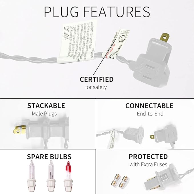 300LIGHTS(2*150L) Warm White Extra-Bright with End Connectors Christmas Decorative Lights 19.44m UL Certified Mini String Light Set Waterproof for Home Garden Holiday Tree Party Patio Wedding