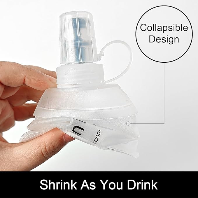 500ml Soft Flask, TPU Collapsible Soft Water Bottle for Hydration Pack, Running Vest, Folding Water Bottle for Hiking Cycling Climbing-1Pcs, White