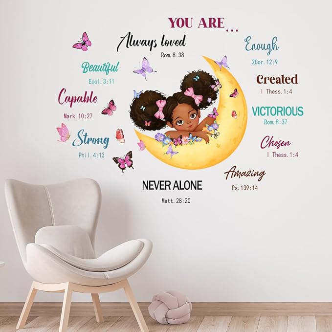 Black Girl Inspirational Wall Decals Inspirational Quotes Wall Decals Positive Words Motivational Lettering African American Wall Stickers for Baby Toddler Room Decorations Nursery Playroom Bedroom