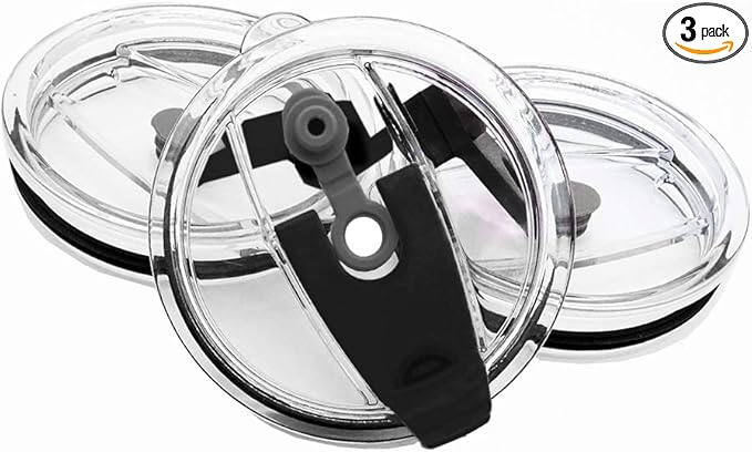 3 Packs Lids for 30oz Tumblers, Spill-proof Splash Resistant Straw-friendly Cover for Old Style Rtic, Ozark Trail 30 oz. Cups - Black