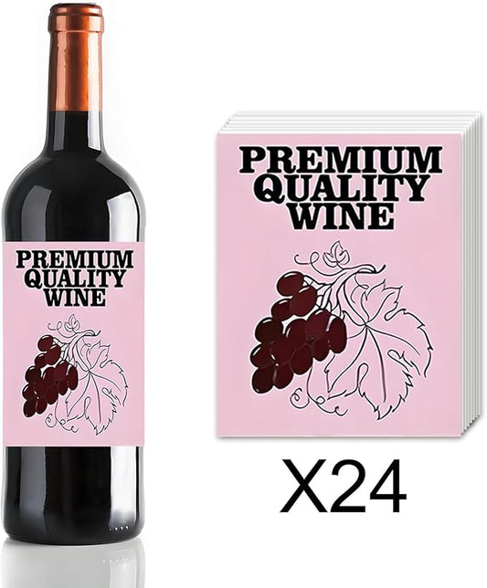 24pcs Wine Bottle Label VINEYARD Decorations Waterproof Wraps Sticker 3.35 x 3.75 In for wine Bottle Women Men Party Supply