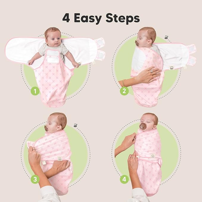 Baby Swaddle Sleep Sacks with Zipper - 3-Pack Newborn Swaddle Sack, Baby Swaddles Sleep Sack 0-3 Months, Wearable Blanket Baby, Baby Swaddle Blanket Wrap, Swaddle Sack, Easy Change Swaddle (Blossom)