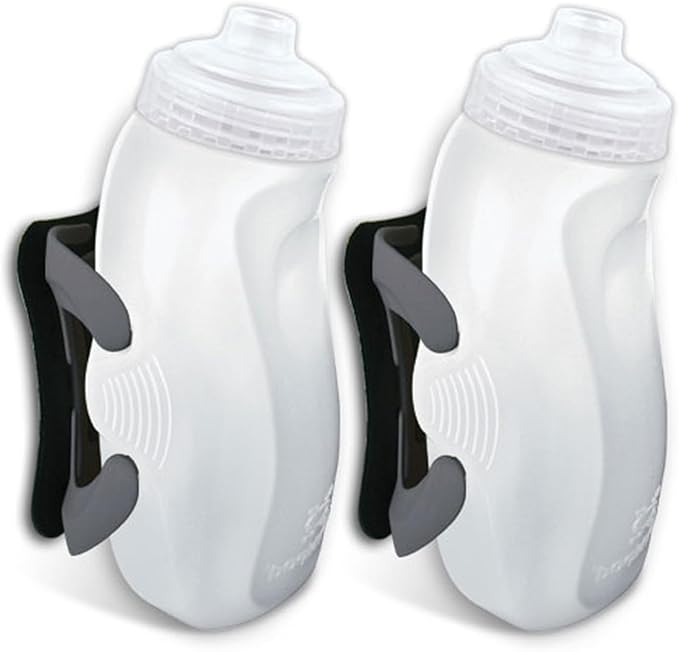 Amphipod RunLite Xtech Hydration System, Dual 10.5 oz Hydraform Water Bottles for Running, Marathons & Endurance Training (Jett-Squeeze Cap) - Clear/Charcoal - 2 x 10.5 oz