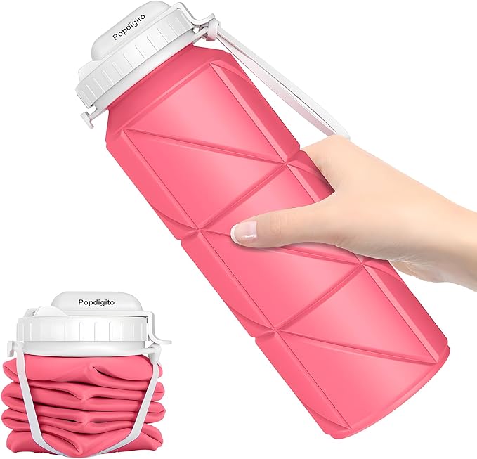 690ML Collapsible Water Bottles Reusable Leak Proof Silicone Water Bottle BPA Free Durable Foldable Sports Bottles & straw 23oz Lightweight Bottle for Gym Hiking Biking Camping Travel Bottle