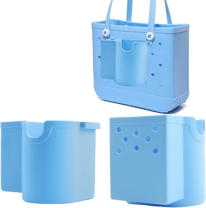 Bogg Bag Cup Holder and Phone Holder, Silicone Bogg Bag Accessories Compatible with All Bogg Bags & Simply Southern Totes, Bogg Bag Organizer for Stanley Cup/Sunglasses/Wallet(Blue)