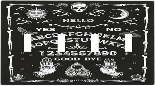 Black Witchy Skeleton Skull Gothic Sun Moon Quad Toggle Novelty Light Switch Covers Decorative Unique 4 Gang Wall Plate Electrical Faceplate Switchplate for Bedroom Bathroom Decor