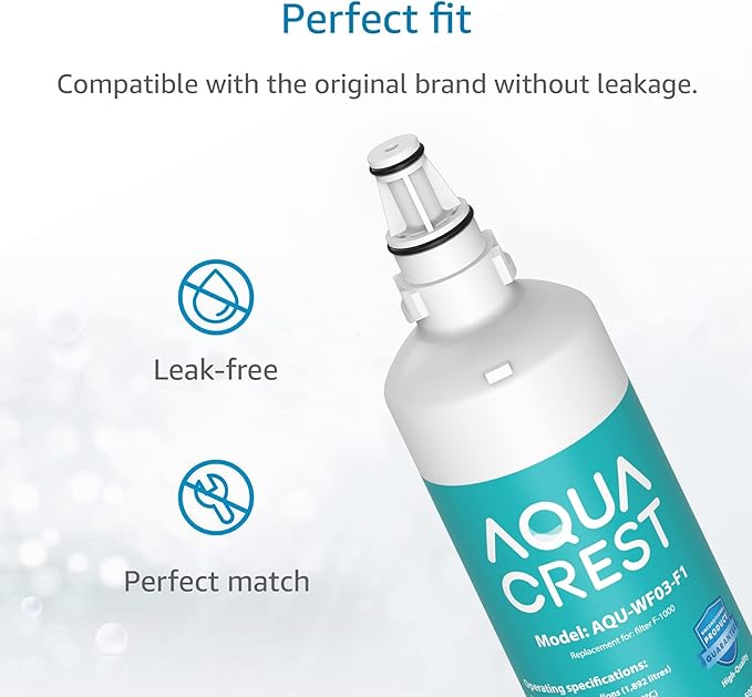 AQUACREST F-1000, 4204490 Water Filter, Replacement for F-1000, Sub-Zero 4204490, 4290510,F-3000 and AquaPure AP Easy C-Complete, Subzero Water Filter 4204490, F-1000S & F-2000S & F-3000S