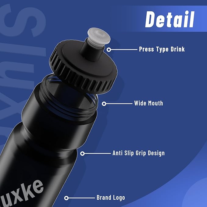 2 Pack Squeeze Water Bottles, 24oz Cycling Water Bottle, 720ml Bike Water Bottles BPA Free for cycling, Running, Hiking etc