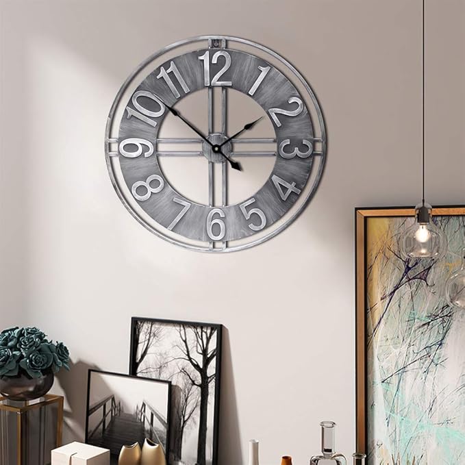30 inch Large Wall Clock Decorative Solid Metal Retro Decor for Home Farmhouse Living Room