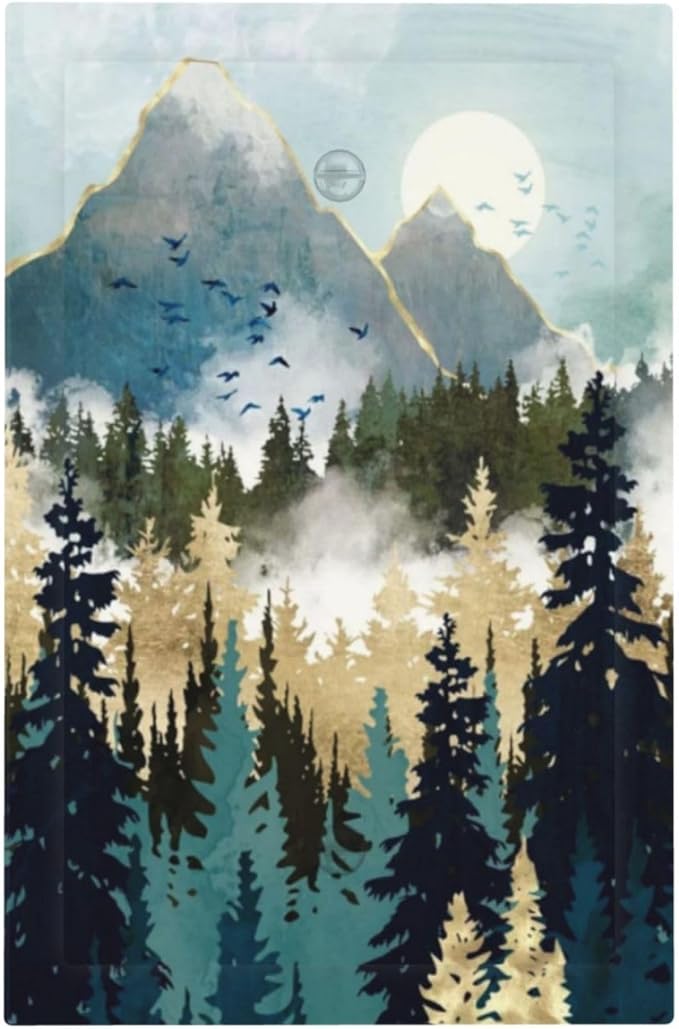 Boho Mountain Forest Abstract Sunset Sunrise Sun 1 Gang Light Switch Covers No Device Wall Plate Decorative Blank Switchplate Electrical Faceplate for Country Bathroom Bedroom Decor