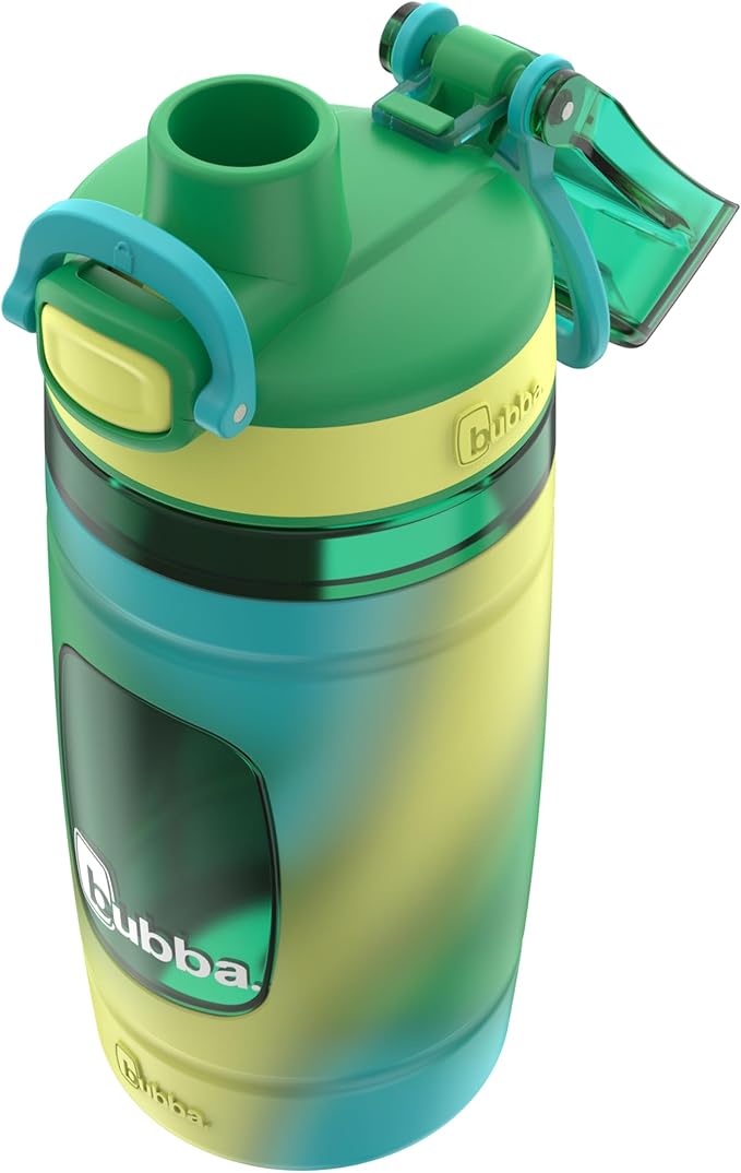 Bubba Kids Flo Silicone Sleeve and Wide Mouth, 16oz. Water Bottle, Medium, Fresh Fern Tie Dye