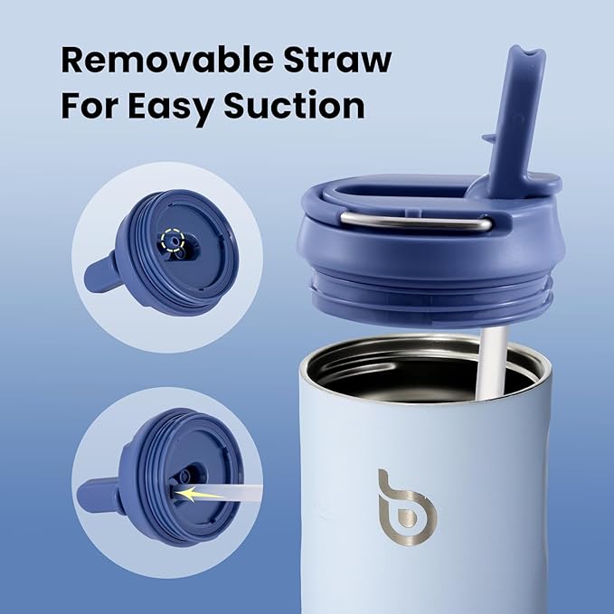 BOTTLE BOTTLE Insulated Water Bottle 24oz with Straw Lid and Handle for Sports Travel Gym Stainless Steel Water Bottles Double-Wall Vacuum Metal Thermos Bottles Leak Proof BPA-Free